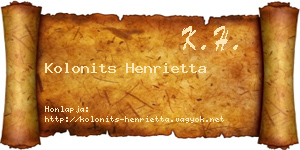 Kolonits Henrietta névjegykártya