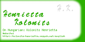 henrietta kolonits business card
